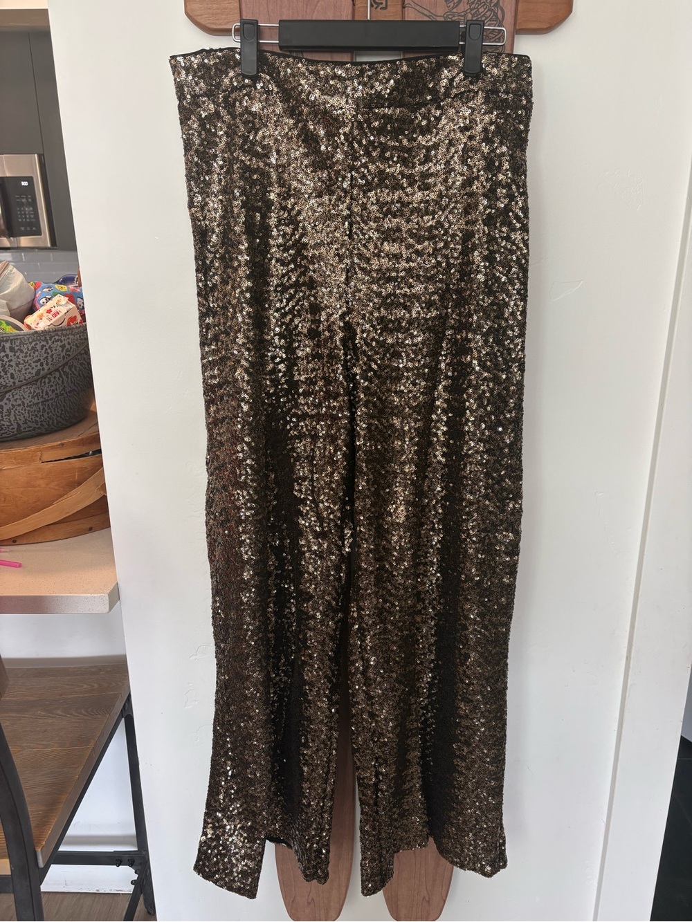 Banana Republic Gold Sequin Wide Leg Pants